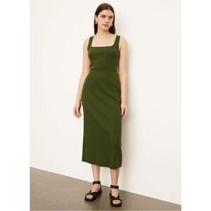 Vince Womens Green Ribbed Knit Calf Midi Skirt